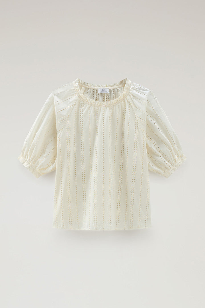 Embroidered Blouse in Pure Cotton (Sea Breeze) - Detail View 3