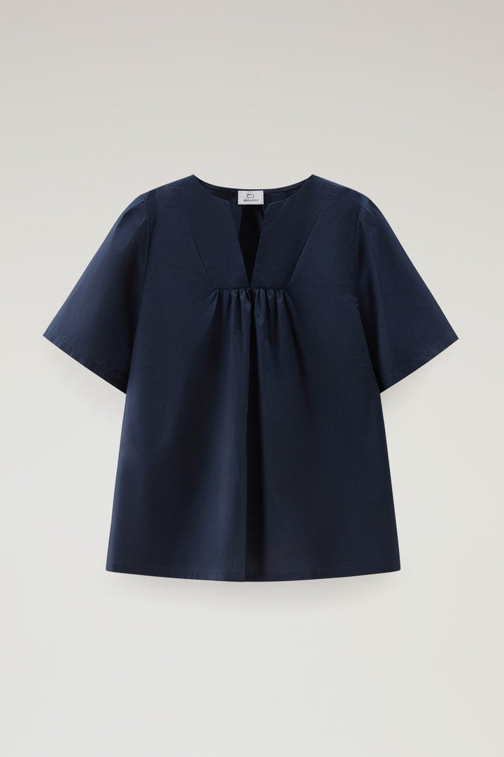 Pure Cotton Poplin Blouse (Melton Blue) - Main View