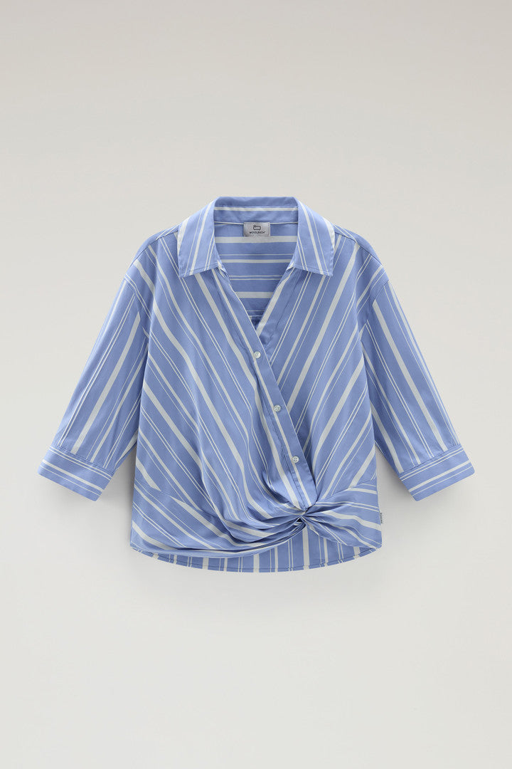 Striped Shirt in Cotton Blend Poplin (Sea Breeze Stripe) - Main View