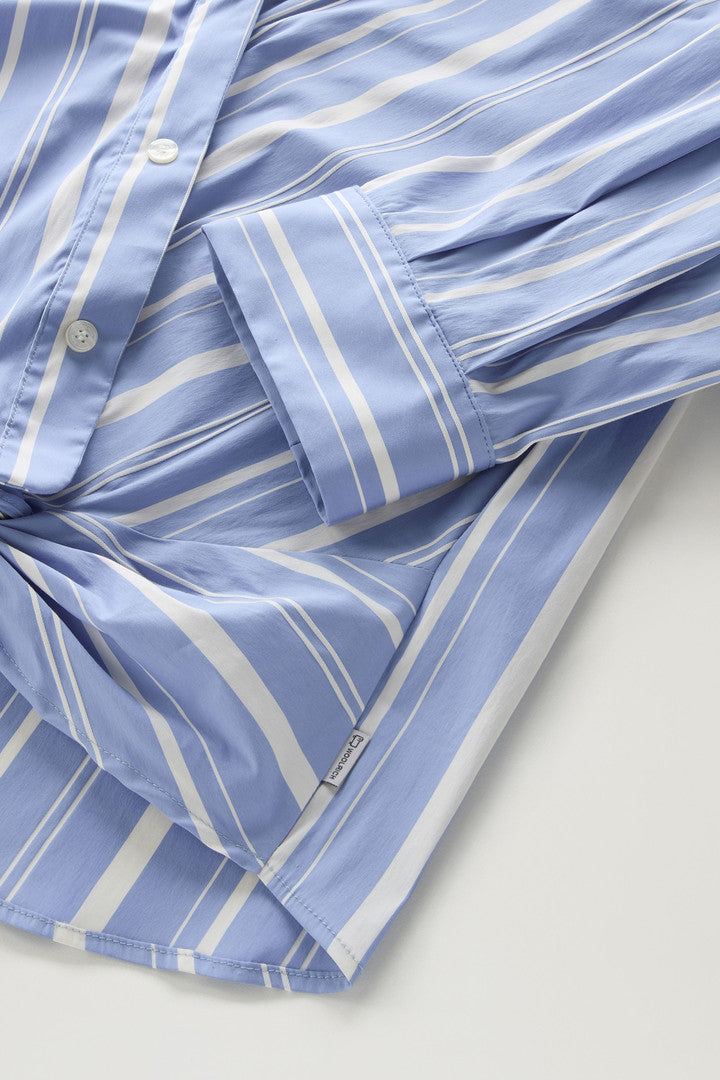 Striped Shirt in Cotton Blend Poplin (Sea Breeze Stripe) - Detail View 2