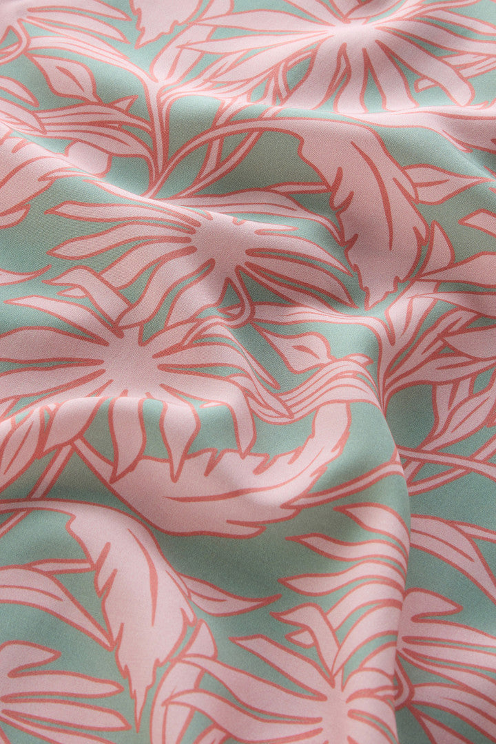 Shirt with Tropical Print (Coral Sand Flower) - Detail View 2