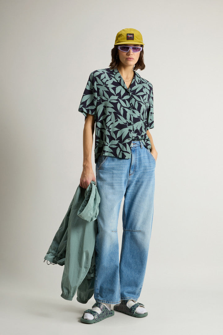Bowling-Collar Shirt (Chinois Green Leaf) - Detail View 1
