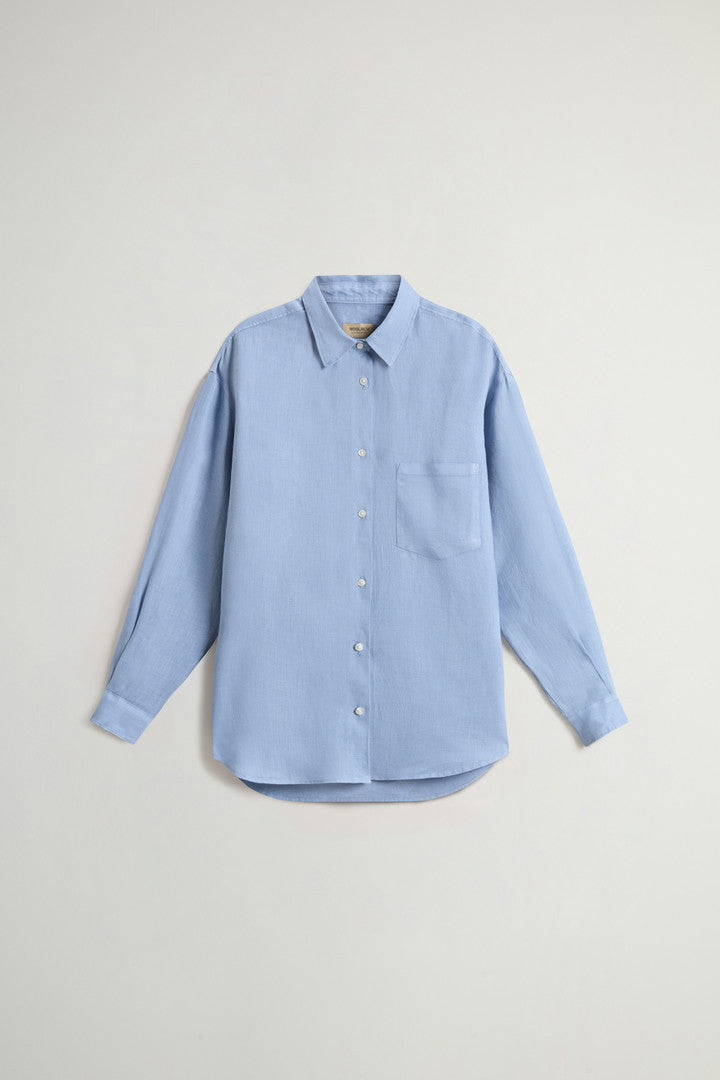 Garment-Dyed Pure Linen Shirt (Bright White) - Detail View 8