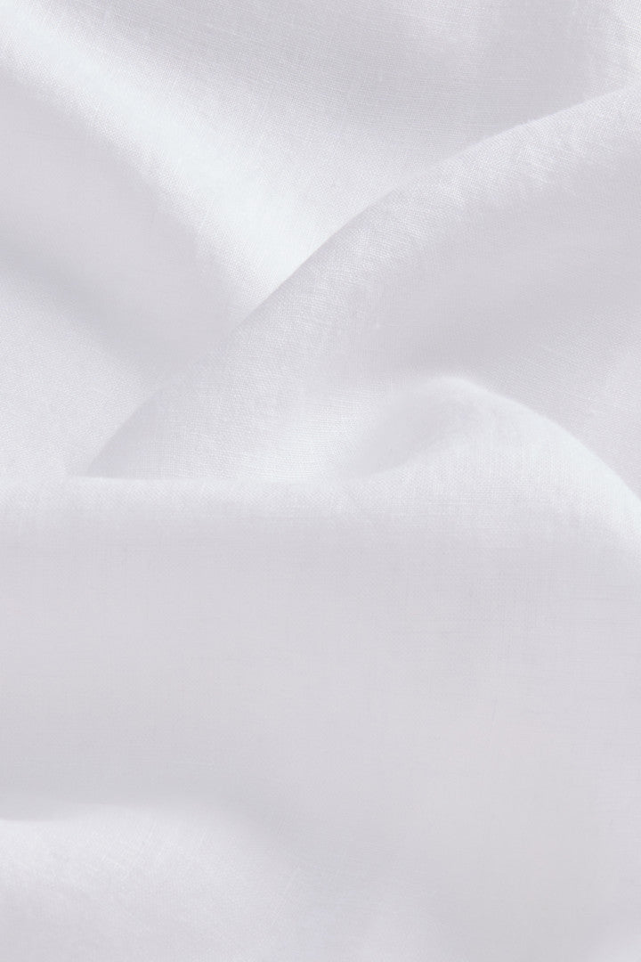 Garment-Dyed Pure Linen Shirt (Bright White) - Detail View 7