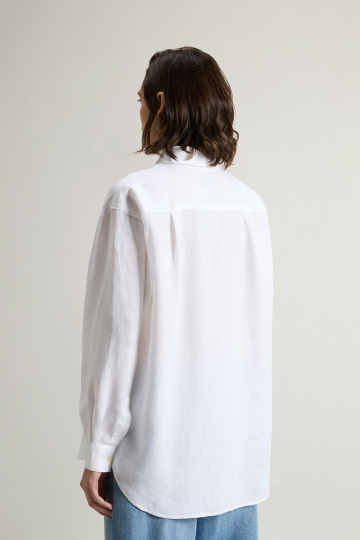 Garment-Dyed Pure Linen Shirt (Bright White) - Detail View 3