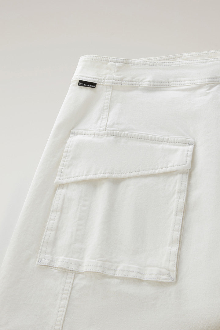 Garment-Dyed Wrap Cargo Skirt in Cotton Twill (Plaster White) - Detail View 3
