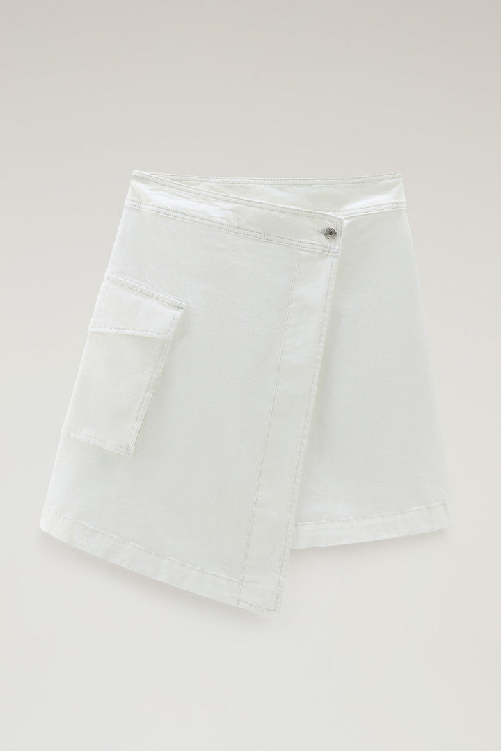 Garment-Dyed Wrap Cargo Skirt in Cotton Twill (Plaster White) - Main View