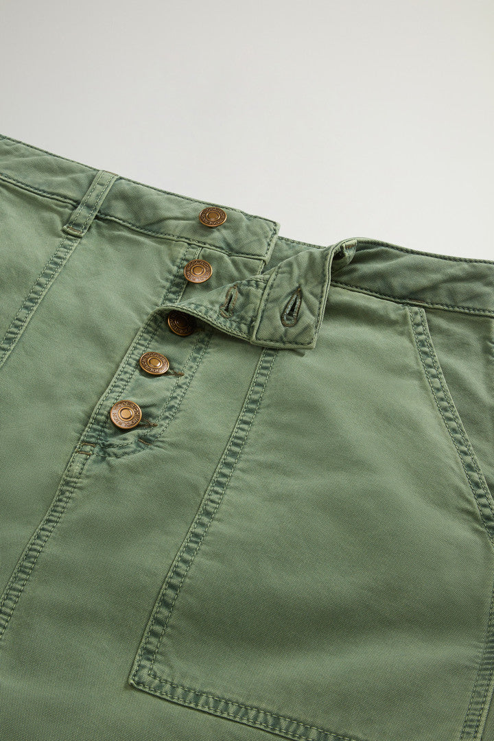 Garment-Dyed Midi Skirt in Stretch Cotton (Loden Green) - Detail View 4