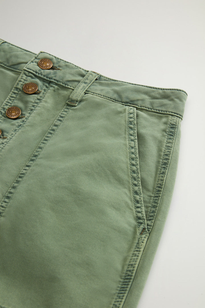 Garment-Dyed Midi Skirt in Stretch Cotton (Loden Green) - Detail View 5