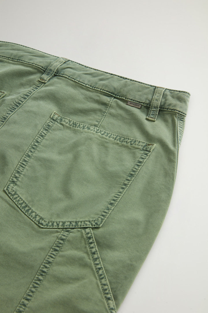 Garment-Dyed Midi Skirt in Stretch Cotton (Loden Green) - Detail View 6