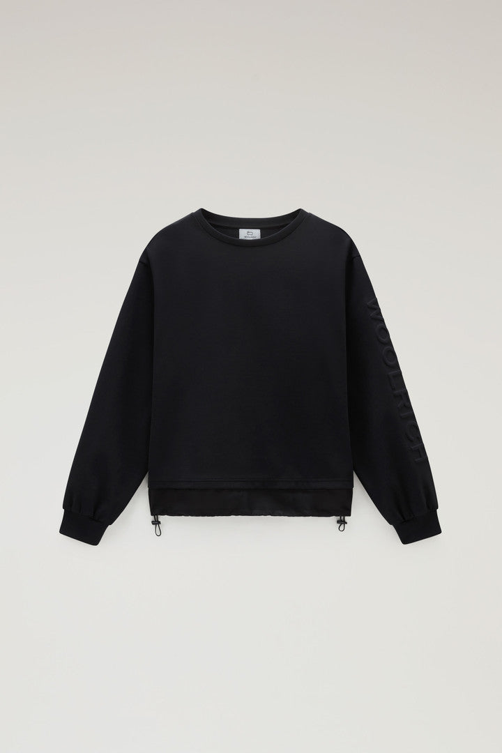 Crewneck in Mixed Cotton with Nylon Details (Black) - Main View