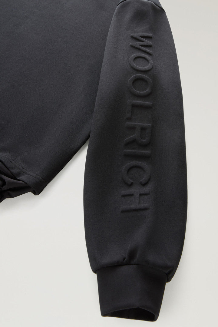 Crewneck in Mixed Cotton with Nylon Details (Black) - Detail View 2