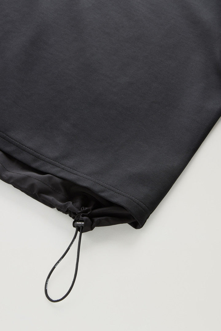 Crewneck in Mixed Cotton with Nylon Details (Black) - Detail View 3