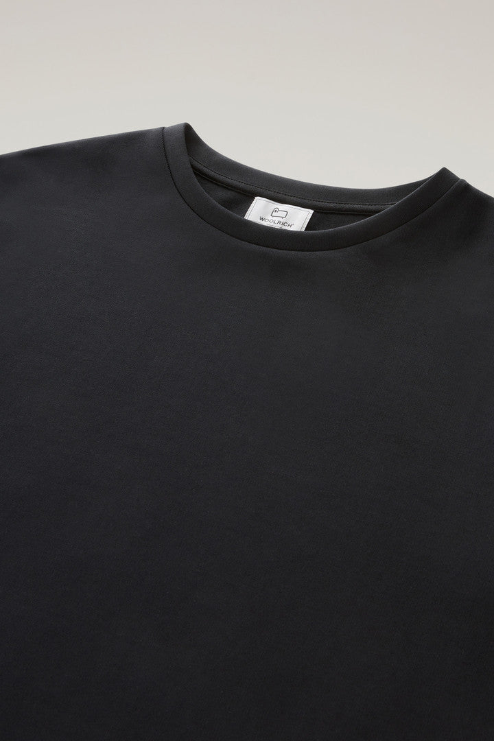 Crewneck in Mixed Cotton with Nylon Details (Black) - Detail View 1
