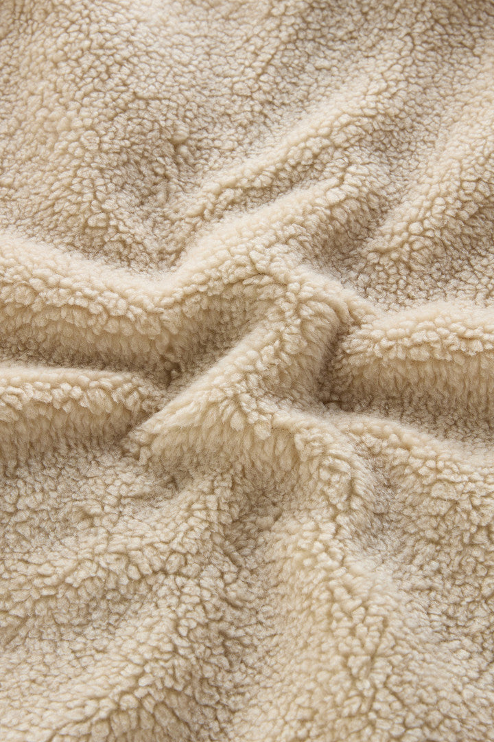 High-Collar Sherpa Sweatshirt with Cordura Details (Light Oak) - Detail View 4