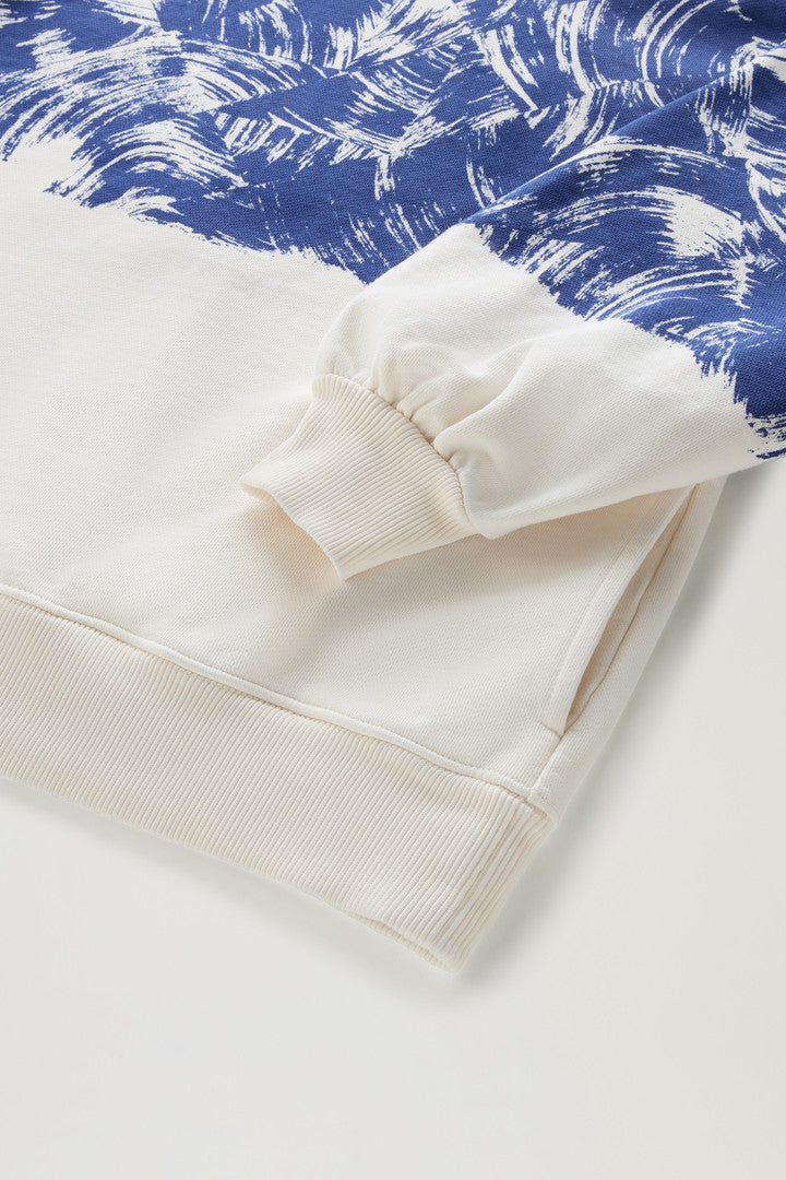 Pure Cotton Sweatshirt with Print and Hood (Twilight Blue Wave) - Detail View 2