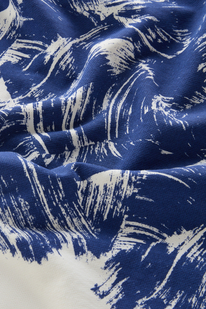 Pure Cotton Sweatshirt with Print and Hood (Twilight Blue Wave) - Detail View 3