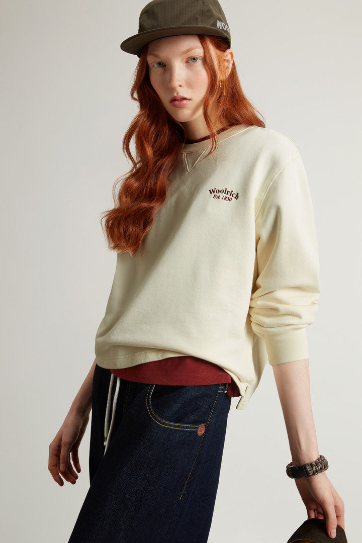 Crewneck Sweatshirt in Pure Cotton (White) - Detail View 4