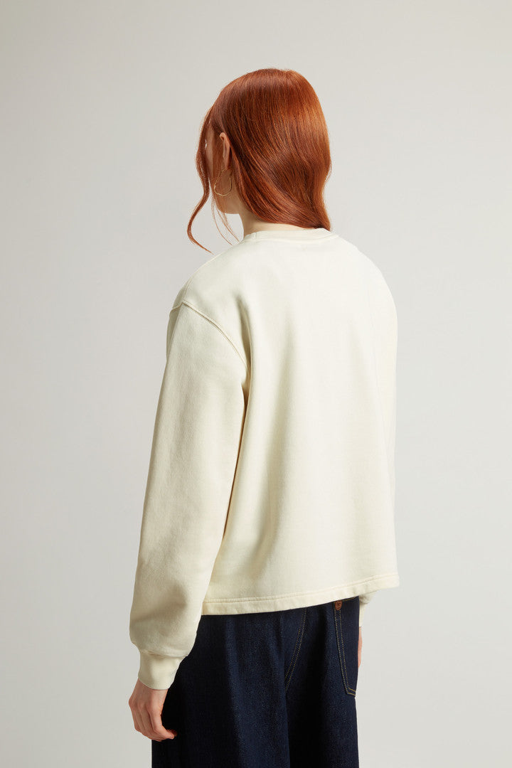 Crewneck Sweatshirt in Pure Cotton (White) - Detail View 3