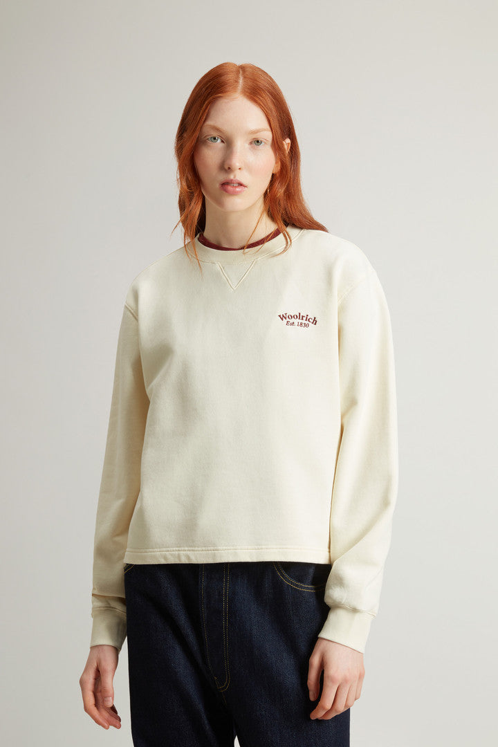 Crewneck Sweatshirt in Pure Cotton (Yellow Pear) - Detail View 1