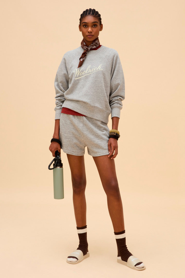 Crewneck Sweatshirt in Pure Cotton MoulinÃ© (Medium Grey Logo) - Detail View 8