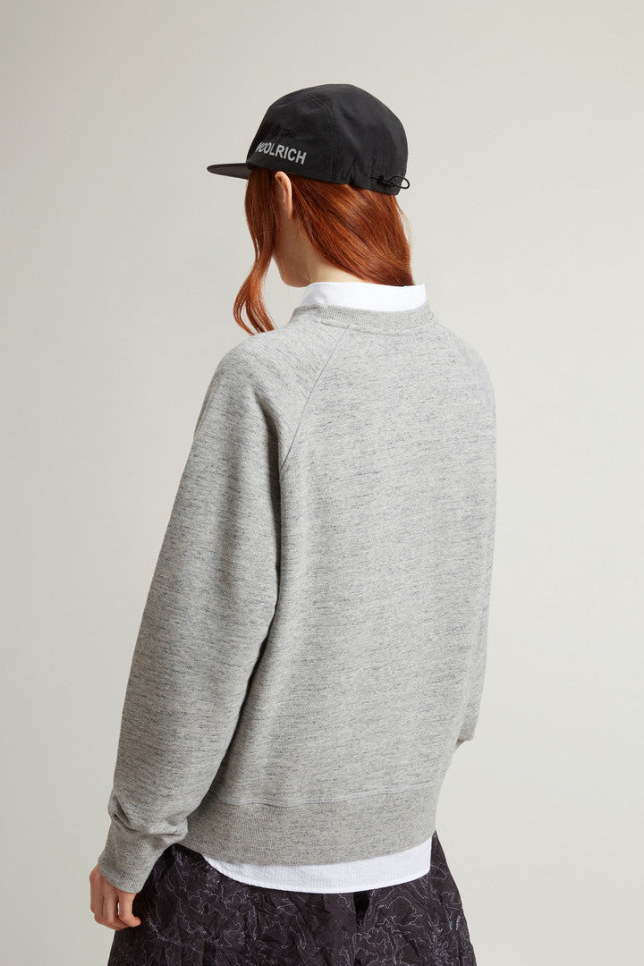 Crewneck Sweatshirt in Pure Cotton MoulinÃ© (Medium Grey Logo) - Detail View 3