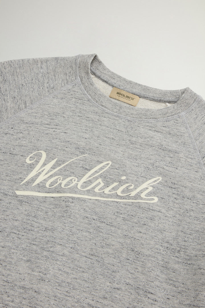 Crewneck Sweatshirt in Pure Cotton MoulinÃ© (Medium Grey Logo) - Detail View 5