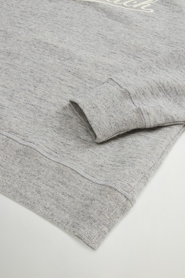 Crewneck Sweatshirt in Pure Cotton MoulinÃ© (Medium Grey Logo) - Detail View 6