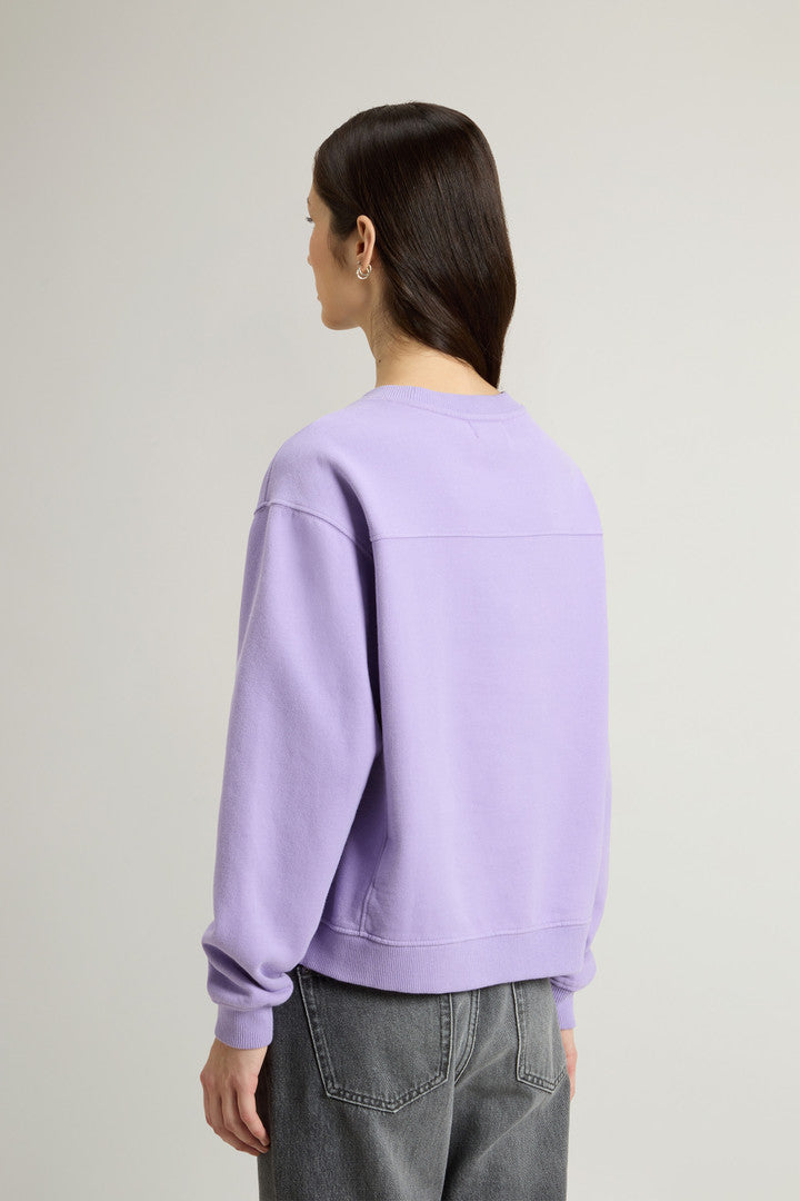 Crewneck Sweatshirt in Pure Cotton with Embroidered Logo (Soft Violet) - Detail View 3