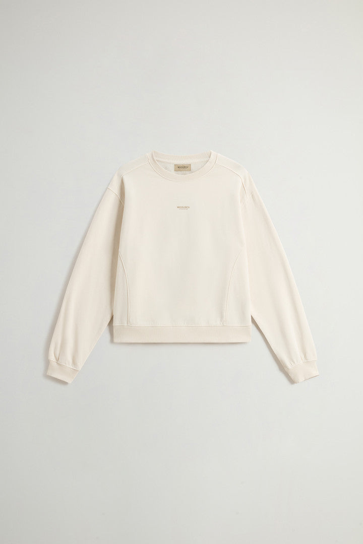 Crewneck Sweatshirt in Pure Cotton with Embroidered Logo (Soft Violet) - Detail View 6