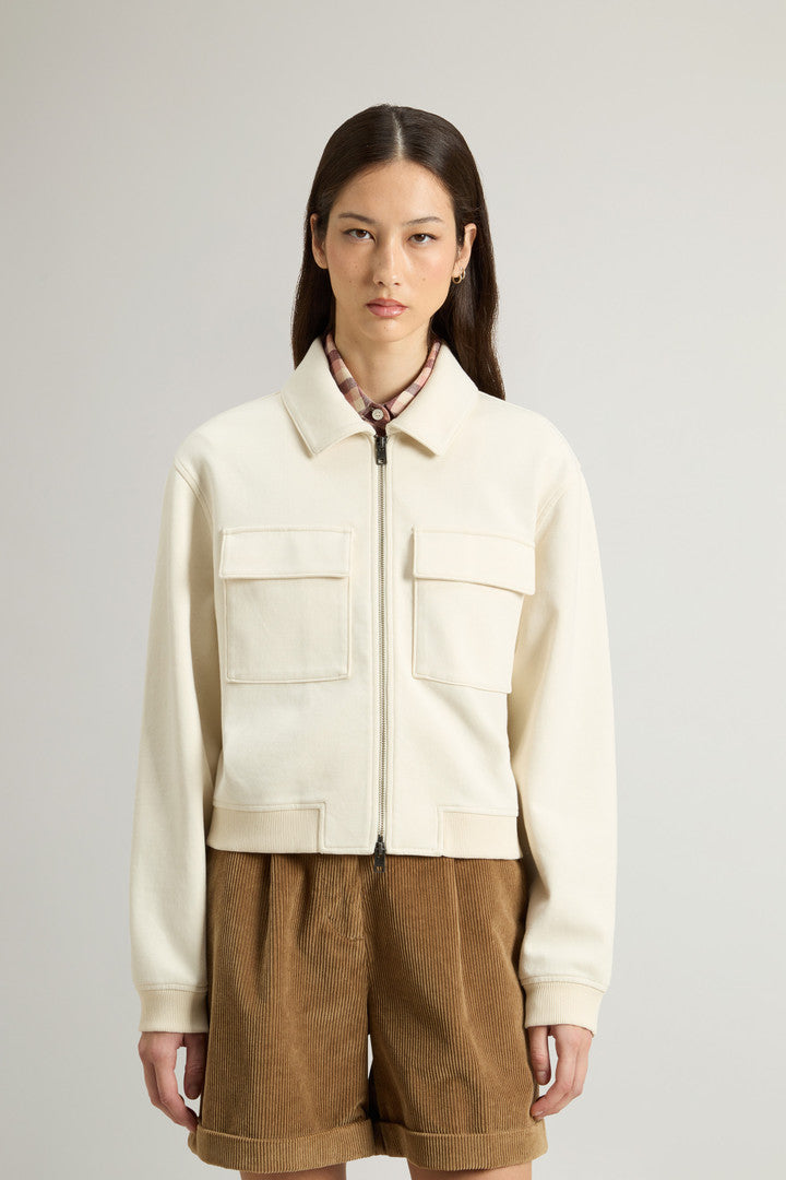 Sweatshirt in Cotton-Blend Interlock (Milky Cream) - Detail View 1