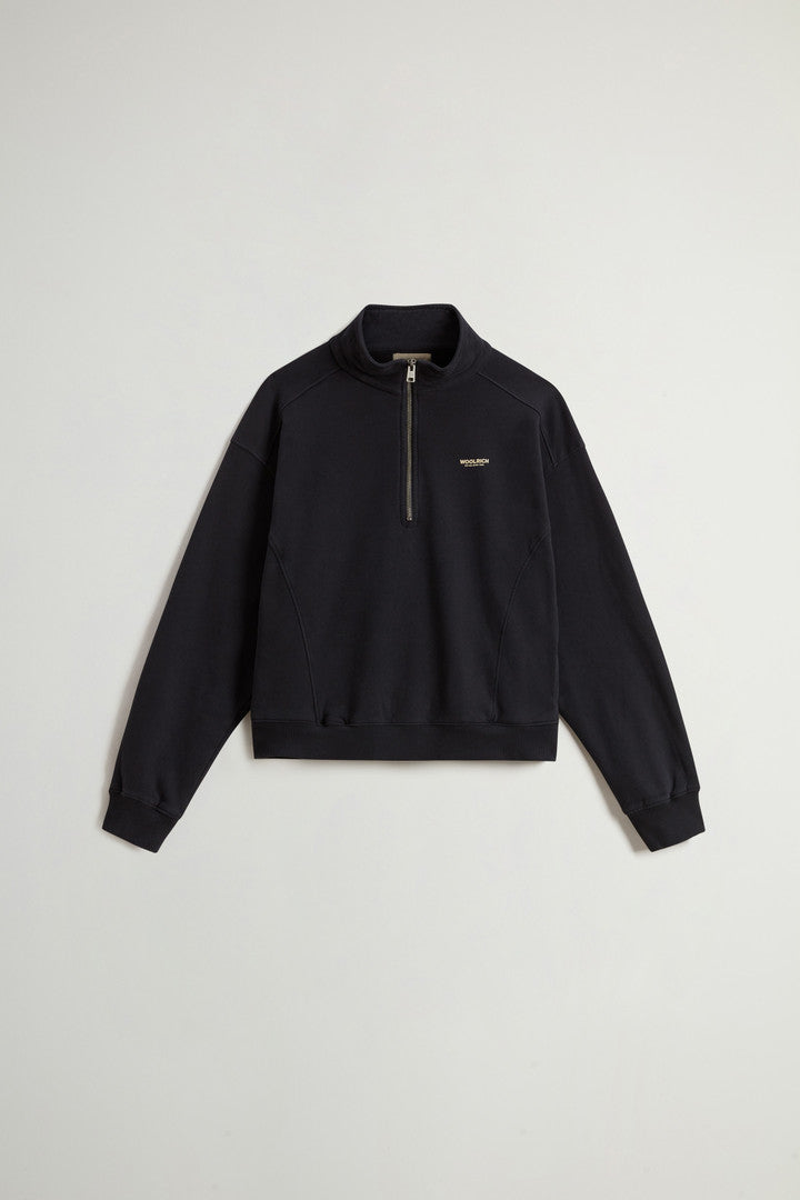 High Neck Sweatshirt in Pure Cotton (Milky Cream) - Detail View 6