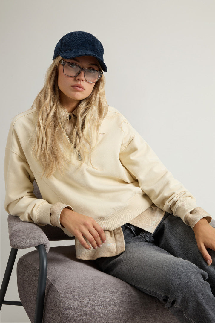 High Neck Sweatshirt in Pure Cotton (Black) - Detail View 4