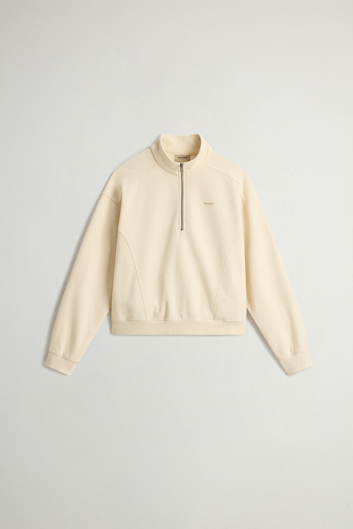 High Neck Sweatshirt in Pure Cotton (Milky Cream) - Detail View 4