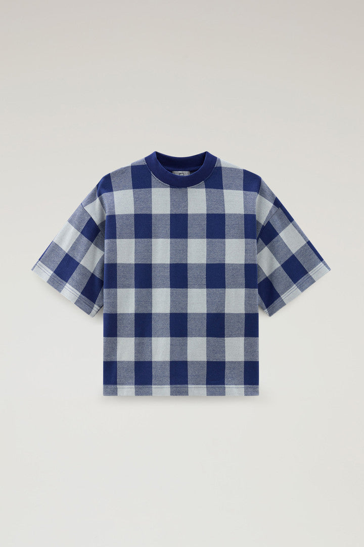 T-shirt with Jacquard Buffalo Check Pattern (Twilight Blue Buffalo) - Main View