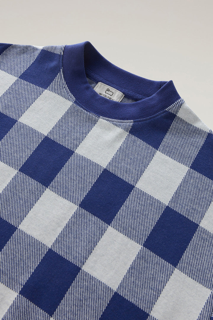 T-shirt with Jacquard Buffalo Check Pattern (Twilight Blue Buffalo) - Detail View 1