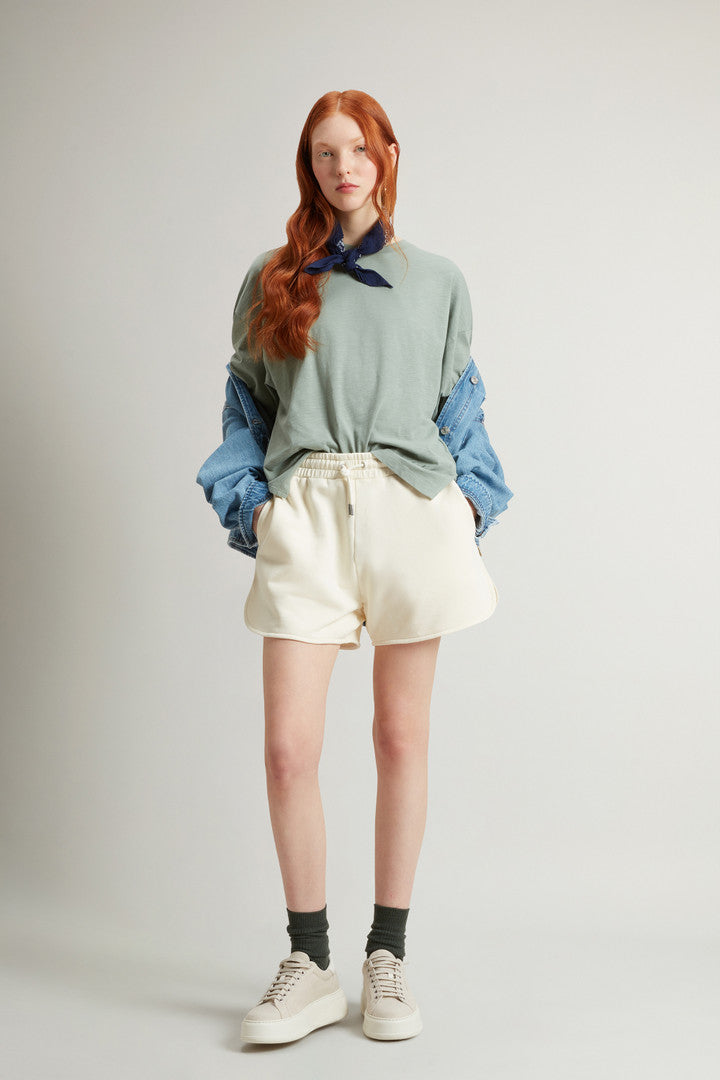 T-Shirt in Pure Cotton Slub Fabric (Chinois Green) - Detail View 2