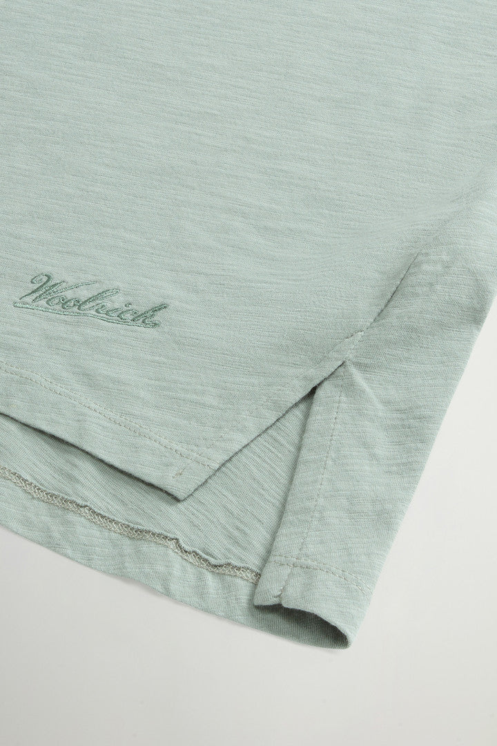 T-Shirt in Pure Cotton Slub Fabric (Chinois Green) - Detail View 6