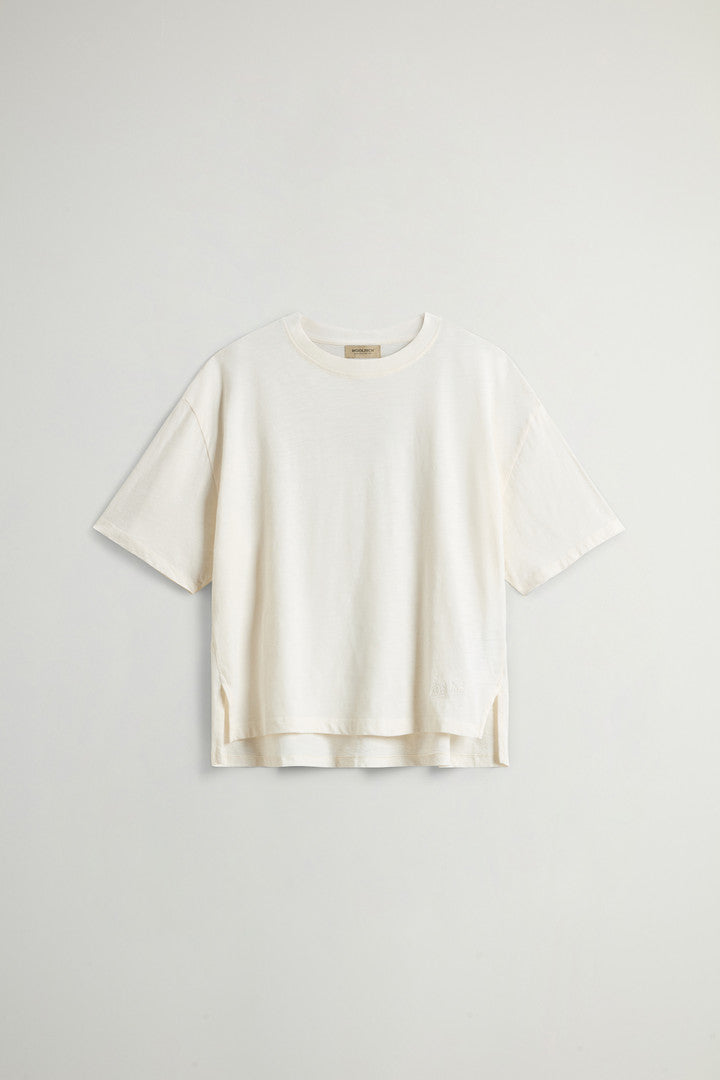 T-Shirt in Pure Cotton Slub Fabric (Chinois Green) - Detail View 10