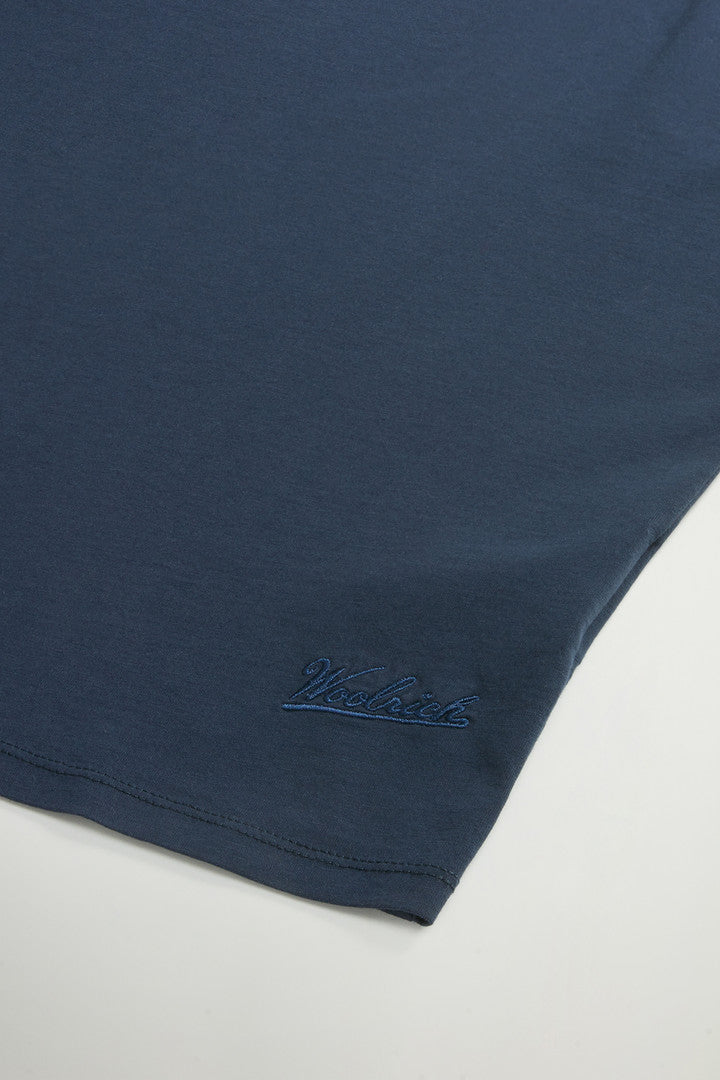 T-Shirt in Pure Pima Cotton (Melton Blue) - Detail View 6