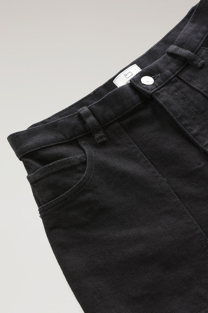 Denim Pants in Cotton (Black) - Detail View 2