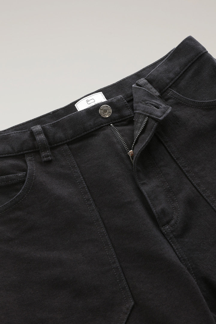 Denim Pants in Cotton (Black) - Main View