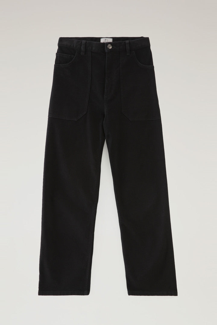 Denim Pants in Cotton (Black) - Detail View 1
