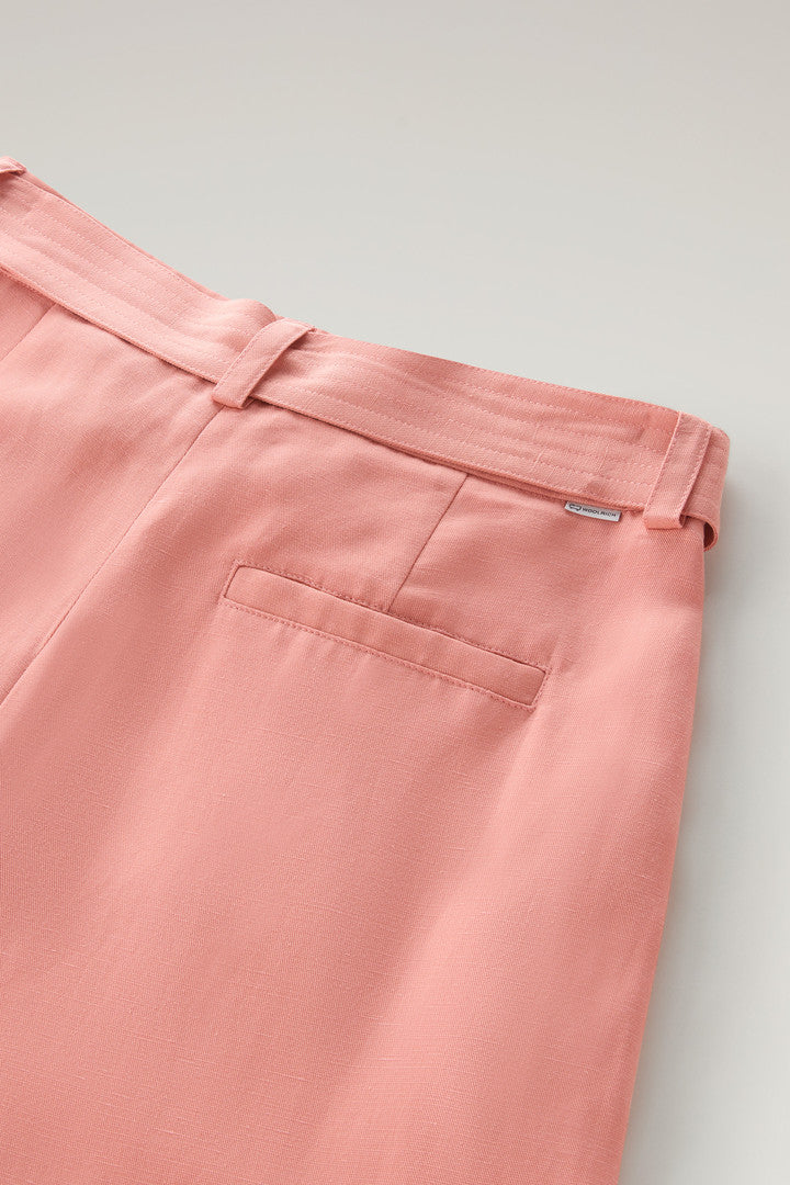 Belted Pants in Linen Blend (Feather Beige) - Detail View 5