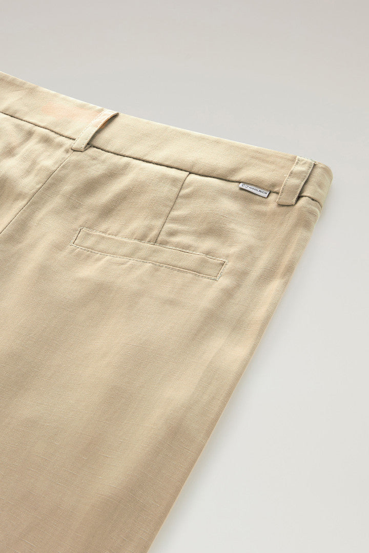 Belted Pants in Linen Blend (Feather Beige) - Main View