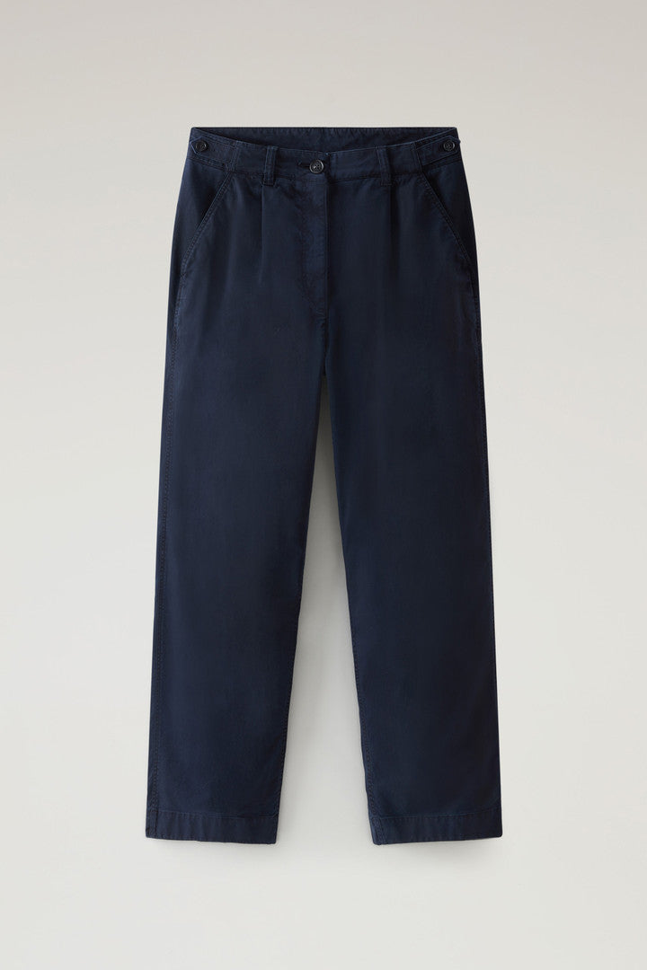 Garment-Dyed Chino Pants in Stretch Cotton Twill (Melton Blue) - Detail View 1