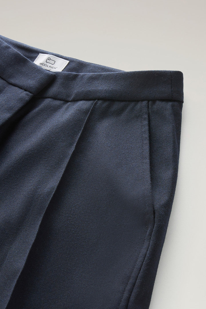 Wide Leg Pants in Virgin Wool Blend (Melton Blue) - Detail View 3