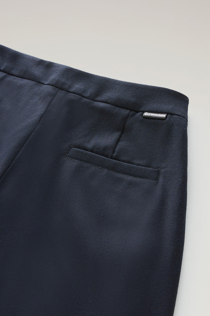 Wide Leg Pants in Virgin Wool Blend (Melton Blue) - Main View