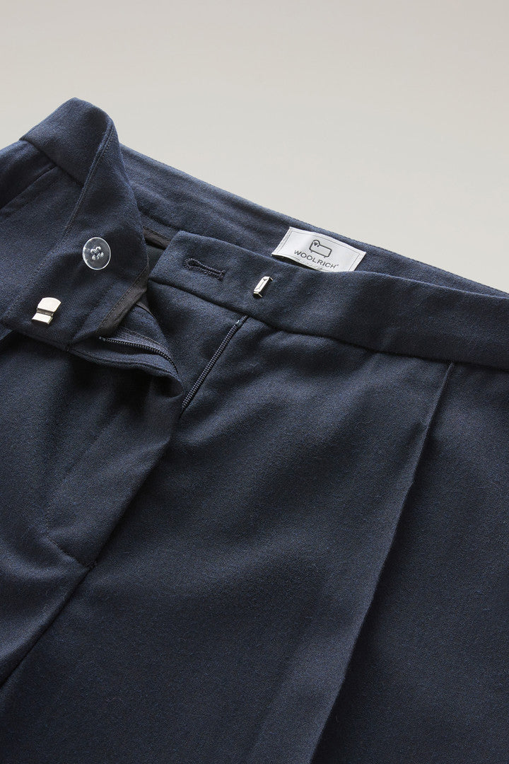 Wide Leg Pants in Virgin Wool Blend (Melton Blue) - Detail View 2