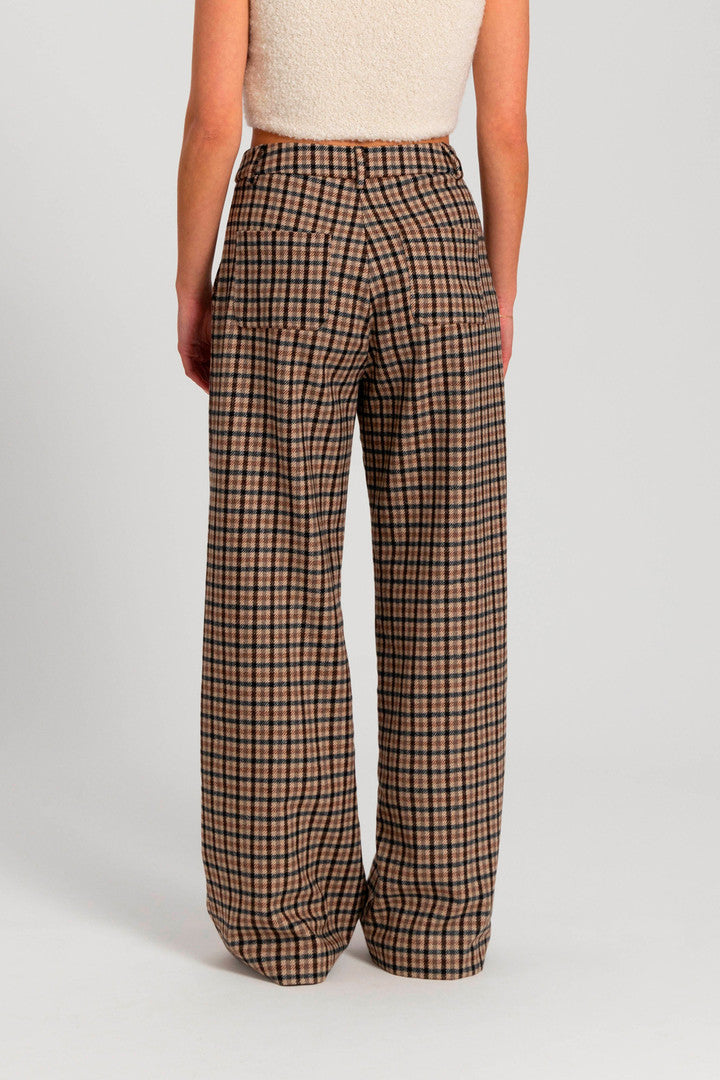 Check Pants in Italian Wool Blend - DaniÃ«lle Cathari / Woolrich (Brown Check) - Detail View 1